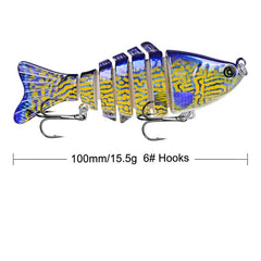 1pcs/Winter fishing gear Bionic Multi-section Swim hard bait10cm/15.5g Artificial Wobbler Rotating Trolling pike carp crank lure