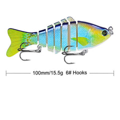 1pcs/Winter fishing gear Bionic Multi-section Swim hard bait10cm/15.5g Artificial Wobbler Rotating Trolling pike carp crank lure