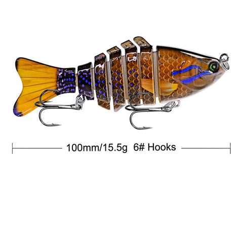 1pcs/Winter fishing gear Bionic Multi-section Swim hard bait10cm/15.5g Artificial Wobbler Rotating Trolling pike carp crank lure