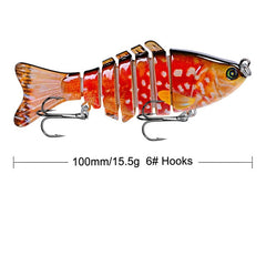 1pcs/Winter fishing gear Bionic Multi-section Swim hard bait10cm/15.5g Artificial Wobbler Rotating Trolling pike carp crank lure