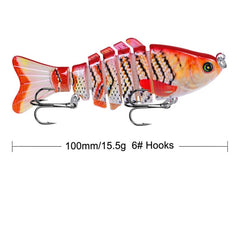 1pcs/Winter fishing gear Bionic Multi-section Swim hard bait10cm/15.5g Artificial Wobbler Rotating Trolling pike carp crank lure