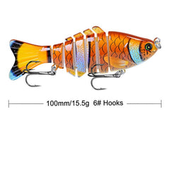 1pcs/Winter fishing gear Bionic Multi-section Swim hard bait10cm/15.5g Artificial Wobbler Rotating Trolling pike carp crank lure