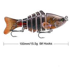 1pcs/Winter fishing gear Bionic Multi-section Swim hard bait10cm/15.5g Artificial Wobbler Rotating Trolling pike carp crank lure