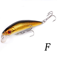 Aorace Minnow Lure de pesca 70mm 8g Eyes 3D Crankbait Wobbler Artificial Plástico Rígido Isca De Pesca Equipamento