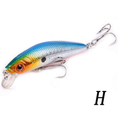 Aorace Minnow Lure de pesca 70mm 8g Eyes 3D Crankbait Wobbler Artificial Plástico Rígido Isca De Pesca Equipamento