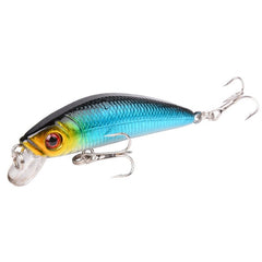 Aorace Minnow Lure de pesca 70mm 8g Eyes 3D Crankbait Wobbler Artificial Plástico Rígido Isca De Pesca Equipamento