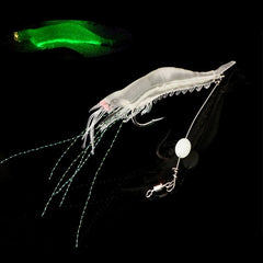 5 pçs / lote Luminous Camarão Soft Lure Isca de Silicone Artificial com Ganchos Gire Lures Set Anzois Sabiki Rigs Equipamento de Pesca