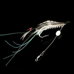 5 pçs / lote Luminous Camarão Soft Lure Isca de Silicone Artificial com Ganchos Gire Lures Set Anzois Sabiki Rigs Equipamento de Pesca