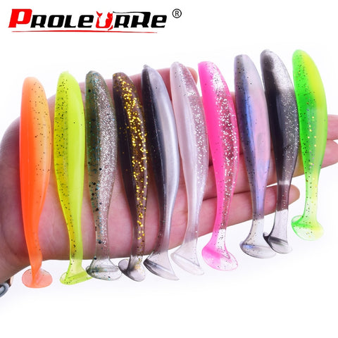 Proleurre shad worm isca macia 95mm 75mm 50mm t cauda jigging wobblers pesca lure tackle baixo pique swimbait de silicone aritificial