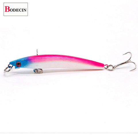 Wobbler Minnow Flutuante Isca Artificial de Plástico para Pesca Lure Tackle Bass 8cm 3D Eyes Topwater 2 Fish Hook Crankbait 1 Pc