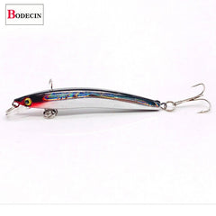 Wobbler Minnow Flutuante Isca Artificial de Plástico para Pesca Lure Tackle Bass 8cm 3D Eyes Topwater 2 Fish Hook Crankbait 1 Pc