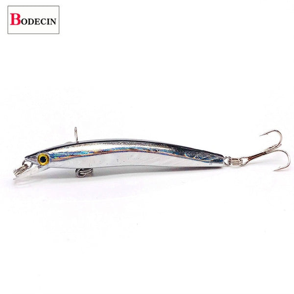 Wobbler Minnow Flutuante Isca Artificial de Plástico para Pesca Lure Tackle Bass 8cm 3D Eyes Topwater 2 Fish Hook Crankbait 1 Pc