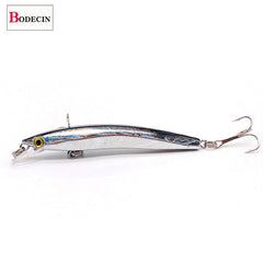 Wobbler Minnow Flutuante Isca Artificial de Plástico para Pesca Lure Tackle Bass 8cm 3D Eyes Topwater 2 Fish Hook Crankbait 1 Pc